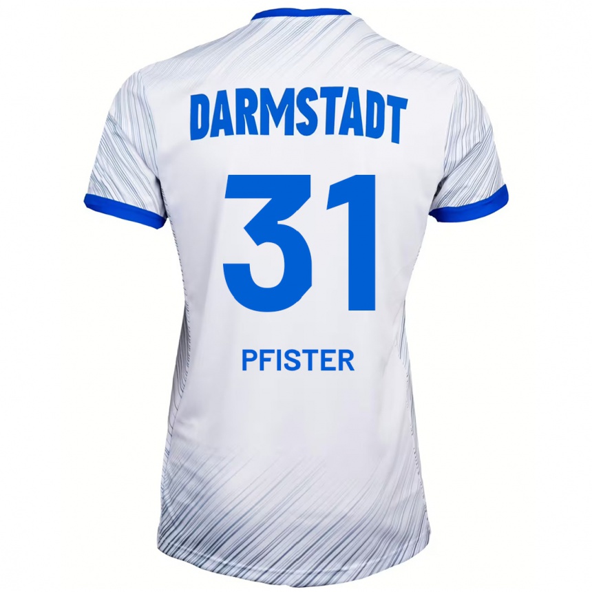 Kids Football Max Pfister #31 White Blue Away Jersey 2024/25 T-Shirt Uk