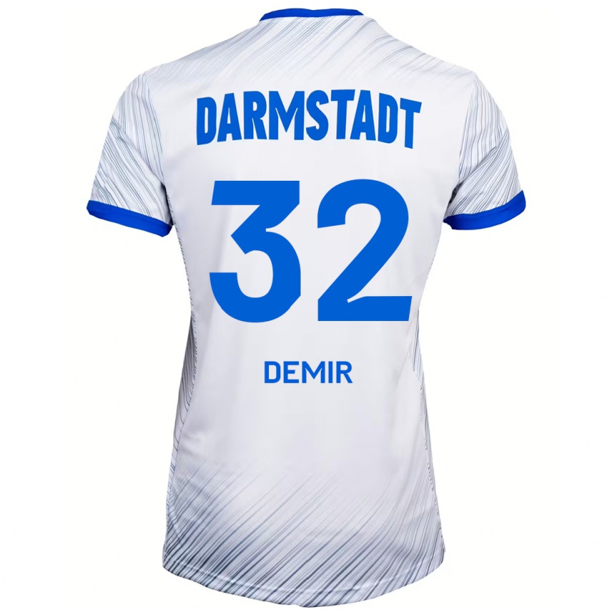 Kids Football Lean Demir #32 White Blue Away Jersey 2024/25 T-Shirt Uk