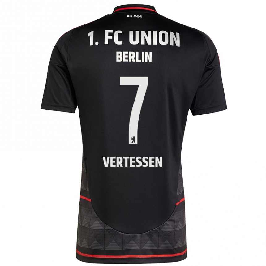 Kids Football Yorbe Vertessen #7 Black Away Jersey 2024/25 T-Shirt Uk