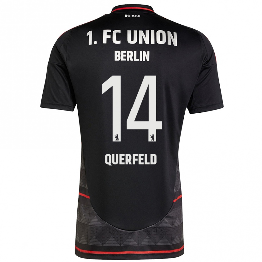 Kids Football Leopold Querfeld #14 Black Away Jersey 2024/25 T-Shirt Uk