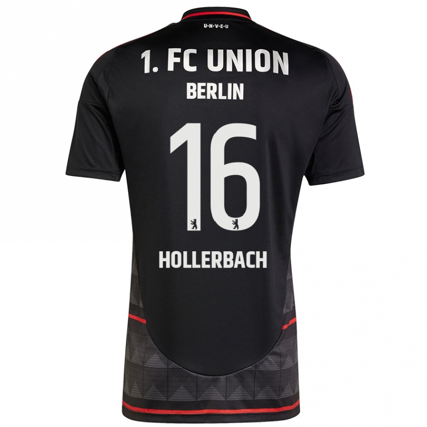 Kids Football Benedict Hollerbach #16 Black Away Jersey 2024/25 T-Shirt Uk