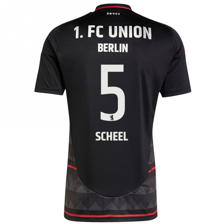 Kids Football Luca Scheel #5 Black Away Jersey 2024/25 T-Shirt Uk