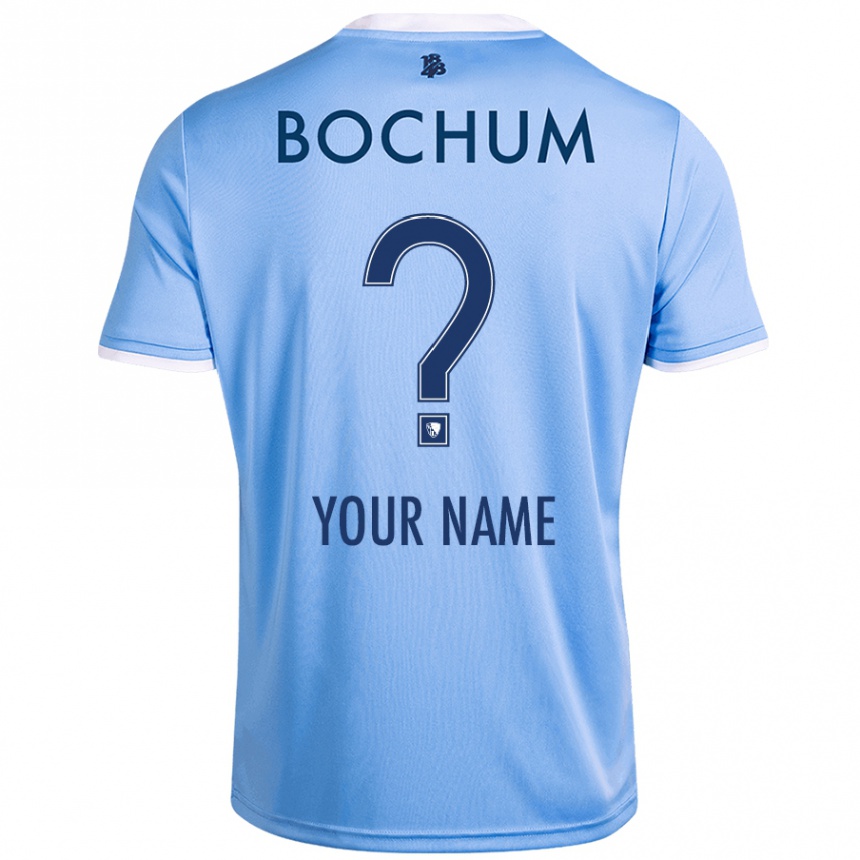 Kids Football Your Name #0 Sky Blue Away Jersey 2024/25 T-Shirt Uk