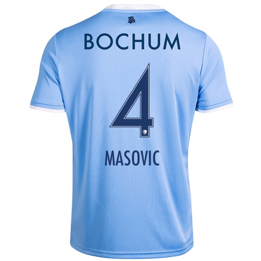 Kids Football Erhan Masovic #4 Sky Blue Away Jersey 2024/25 T-Shirt Uk