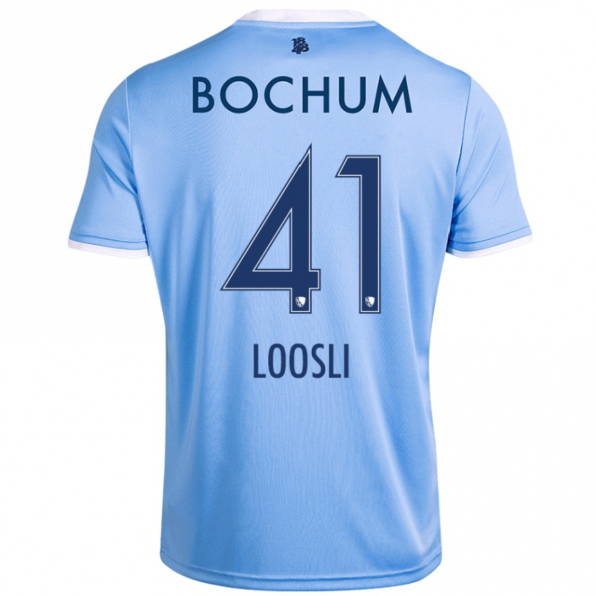 Kids Football Noah Loosli #41 Sky Blue Away Jersey 2024/25 T-Shirt Uk