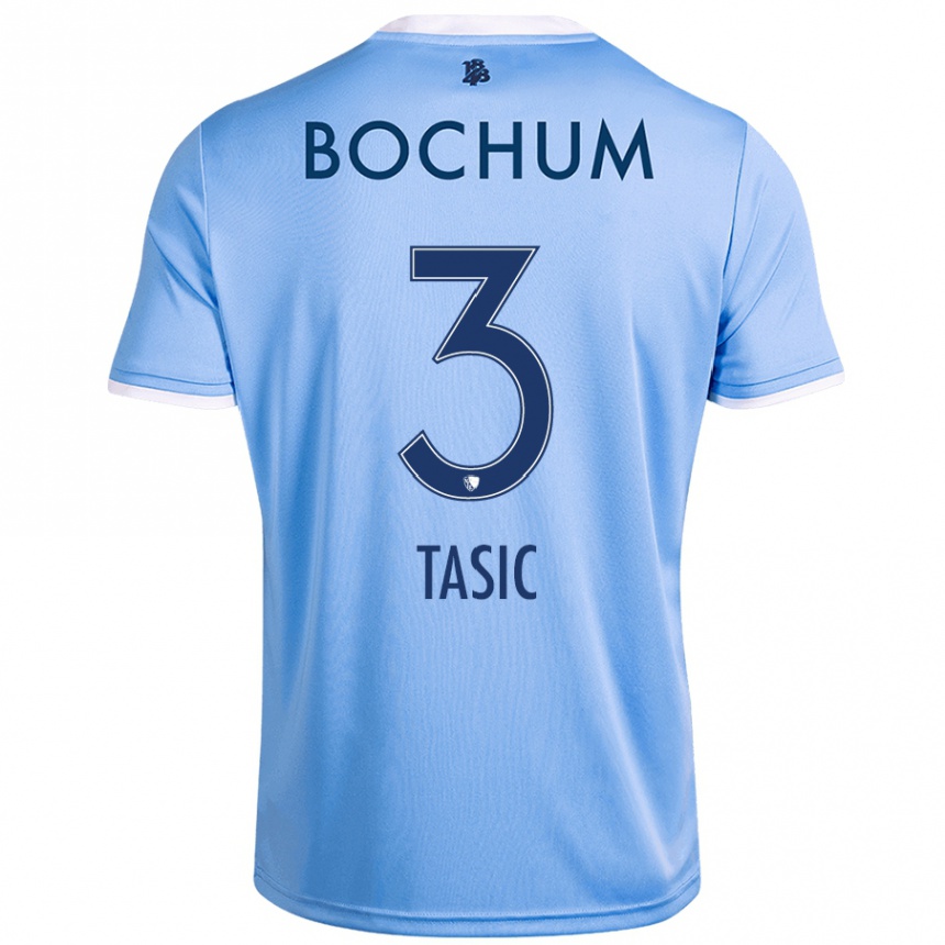 Kids Football Stevan Tasic #3 Sky Blue Away Jersey 2024/25 T-Shirt Uk