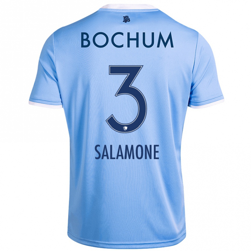 Kids Football Elia-Giona Salamone #3 Sky Blue Away Jersey 2024/25 T-Shirt Uk