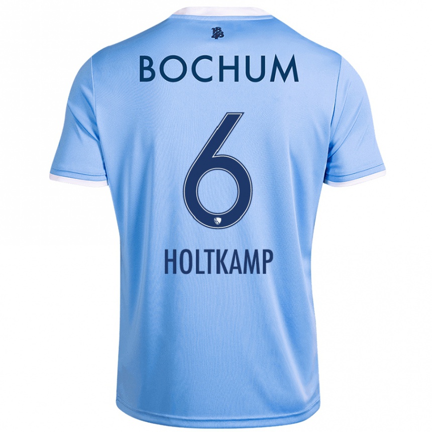 Kids Football Lars Holtkamp #6 Sky Blue Away Jersey 2024/25 T-Shirt Uk