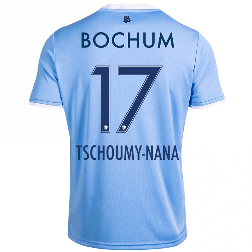 Kids Football Daryl Tschoumy-Nana #17 Sky Blue Away Jersey 2024/25 T-Shirt Uk