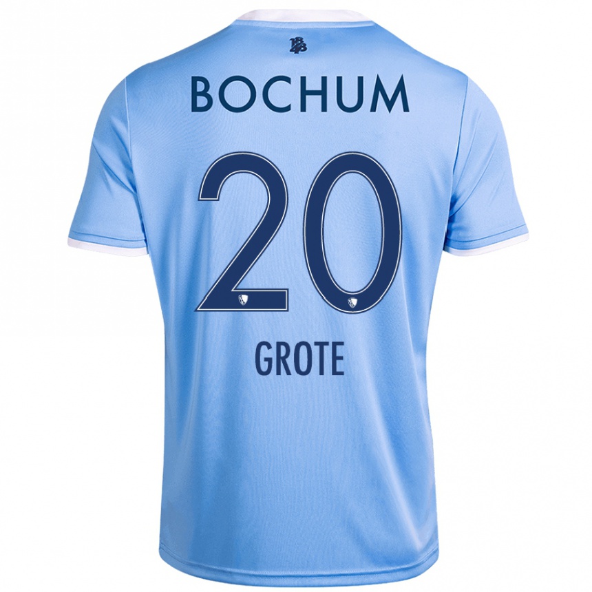 Kids Football Dennis Grote #20 Sky Blue Away Jersey 2024/25 T-Shirt Uk