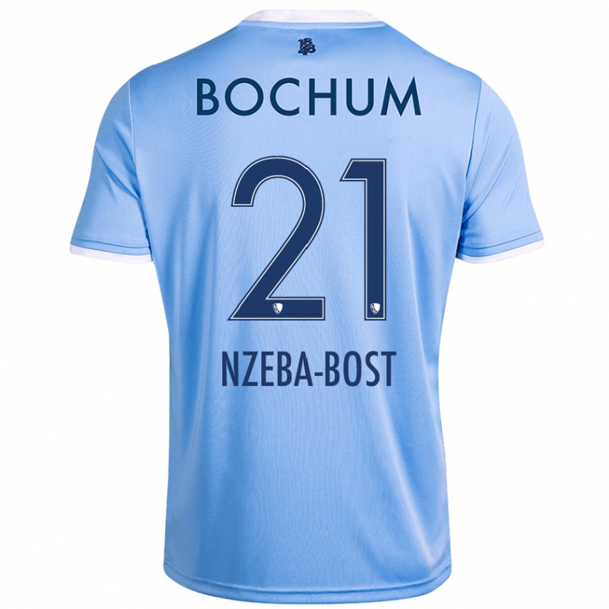 Kids Football Jan Nzeba-Bost #21 Sky Blue Away Jersey 2024/25 T-Shirt Uk