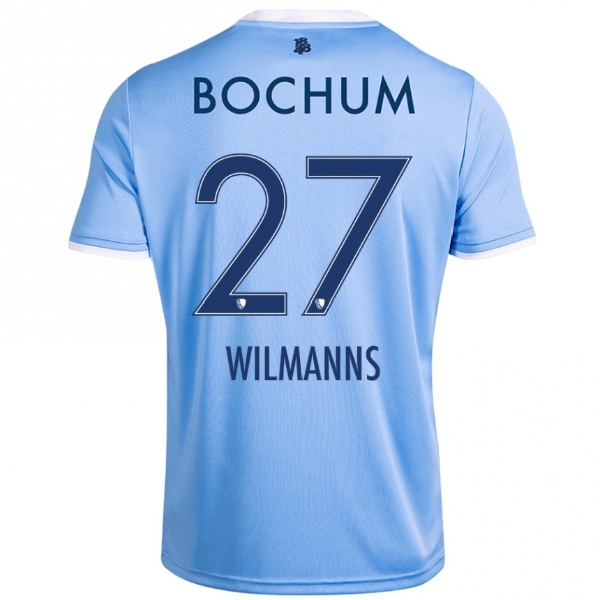 Kids Football Anjo Wilmanns #27 Sky Blue Away Jersey 2024/25 T-Shirt Uk