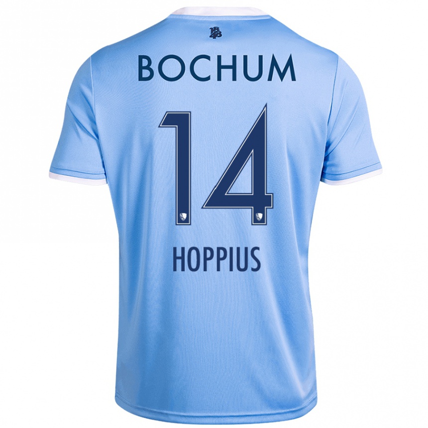 Kids Football Dörthe Hoppius #14 Sky Blue Away Jersey 2024/25 T-Shirt Uk