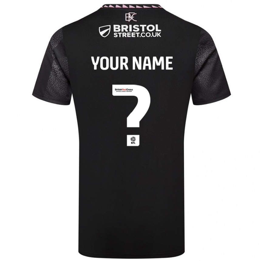 Kids Football Your Name #0 Black Away Jersey 2024/25 T-Shirt Uk