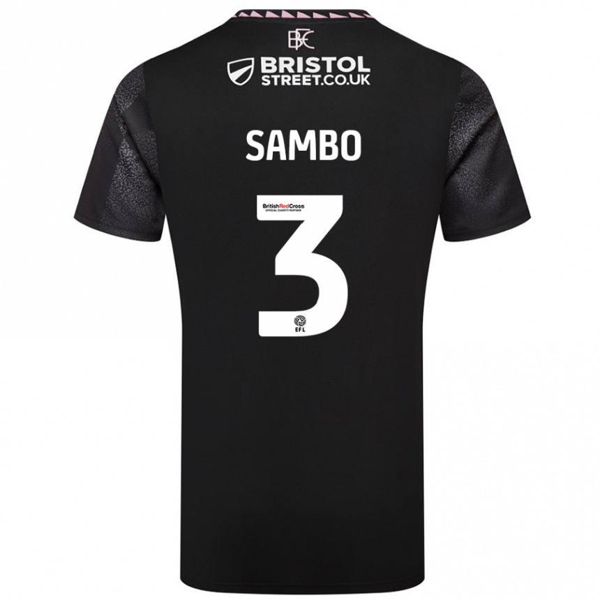 Kids Football Shurandy Sambo #3 Black Away Jersey 2024/25 T-Shirt Uk