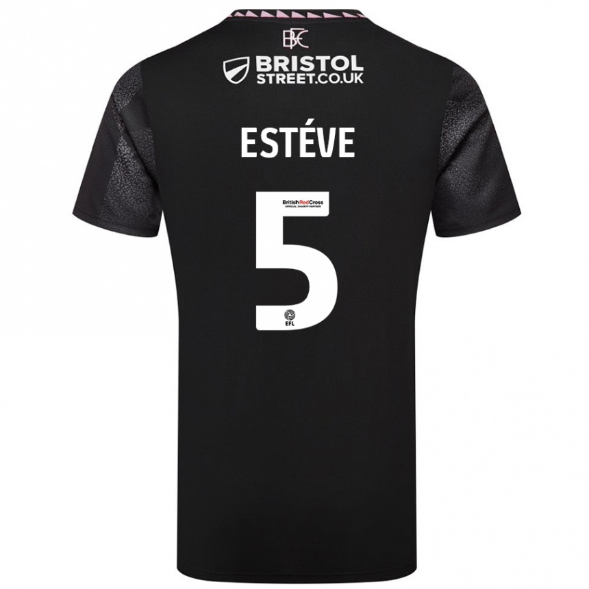 Kids Football Maxime Estève #5 Black Away Jersey 2024/25 T-Shirt Uk