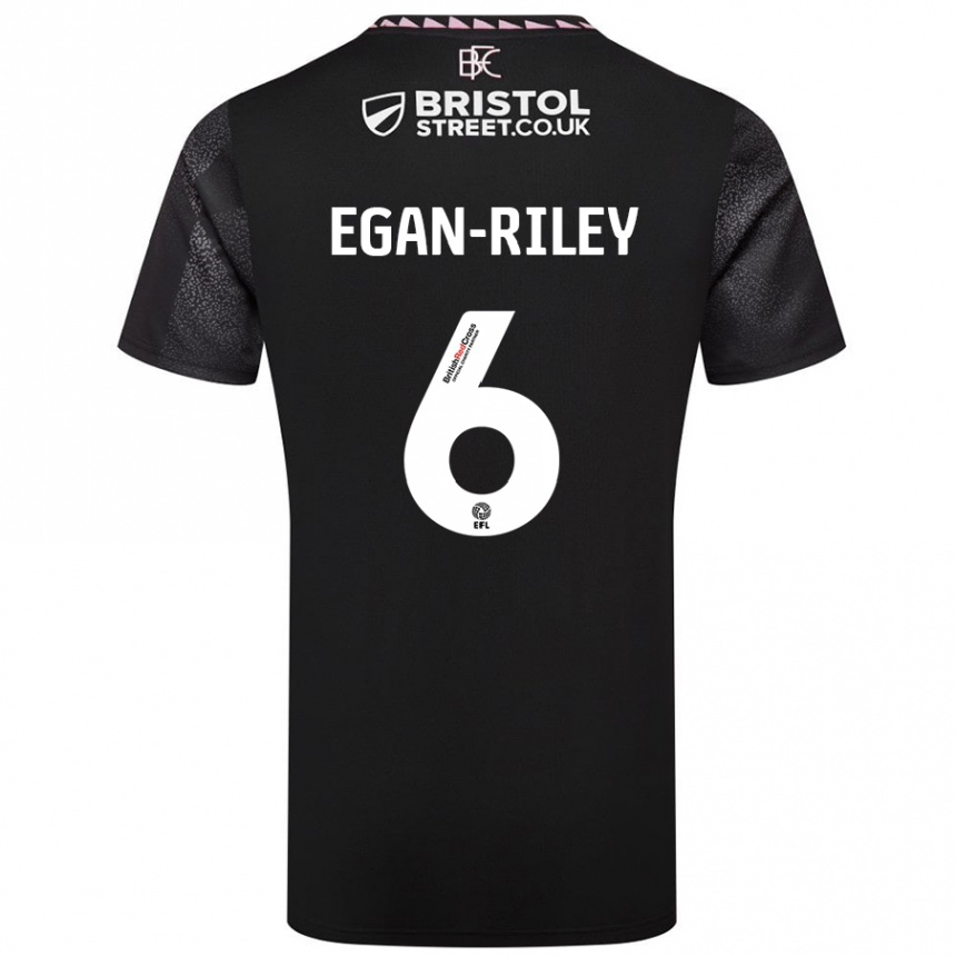 Kids Football Cj Egan-Riley #6 Black Away Jersey 2024/25 T-Shirt Uk