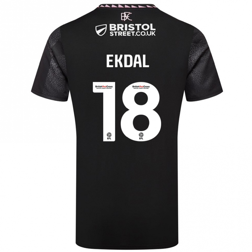 Kids Football Hjalmar Ekdal #18 Black Away Jersey 2024/25 T-Shirt Uk