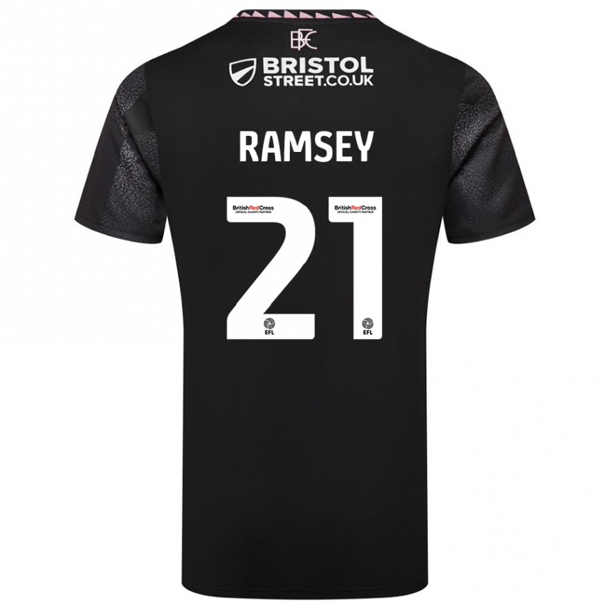 Kids Football Aaron Ramsey #21 Black Away Jersey 2024/25 T-Shirt Uk