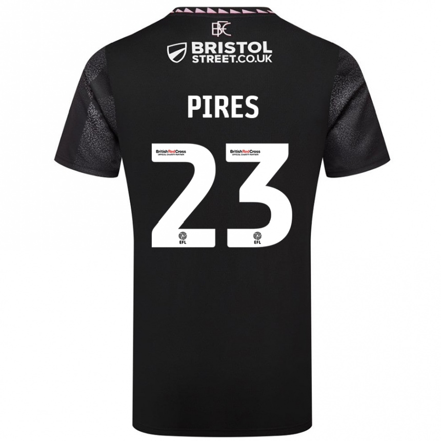 Kids Football Lucas Pires #23 Black Away Jersey 2024/25 T-Shirt Uk