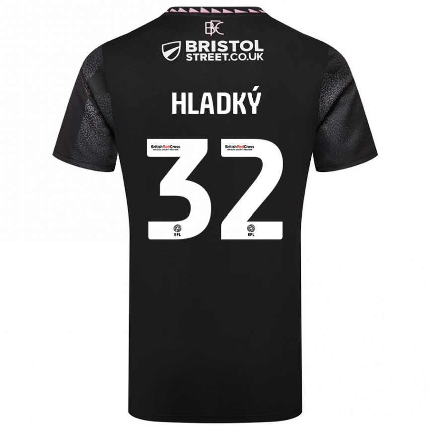 Kids Football Vaclav Hladky #32 Black Away Jersey 2024/25 T-Shirt Uk