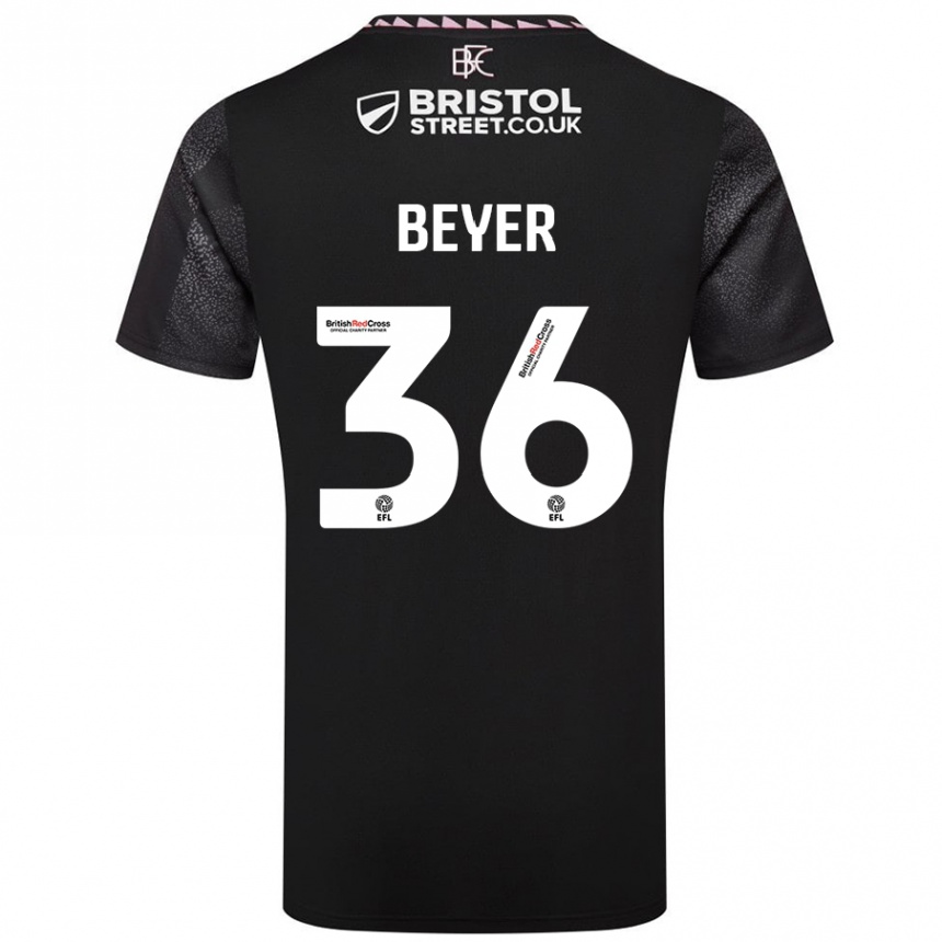 Kids Football Jordan Beyer #36 Black Away Jersey 2024/25 T-Shirt Uk