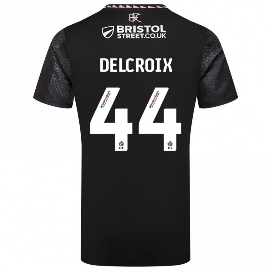 Kids Football Hannes Delcroix #44 Black Away Jersey 2024/25 T-Shirt Uk