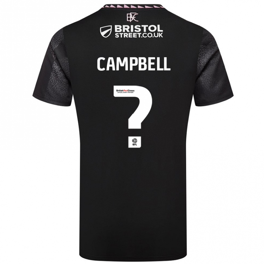 Kids Football Murray Campbell #0 Black Away Jersey 2024/25 T-Shirt Uk