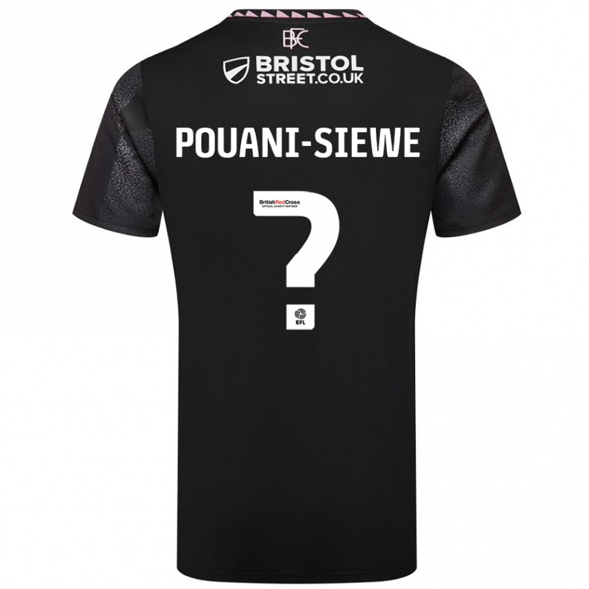 Kids Football Brandon Pouani-Siewe #0 Black Away Jersey 2024/25 T-Shirt Uk