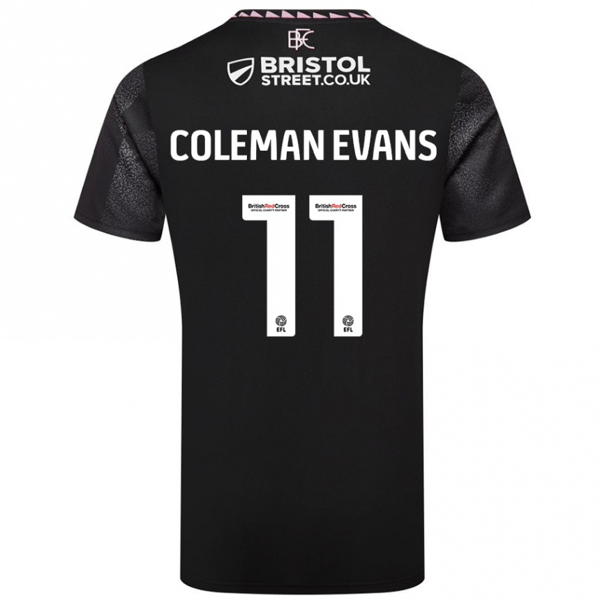 Kids Football Amaya Coleman-Evans #11 Black Away Jersey 2024/25 T-Shirt Uk