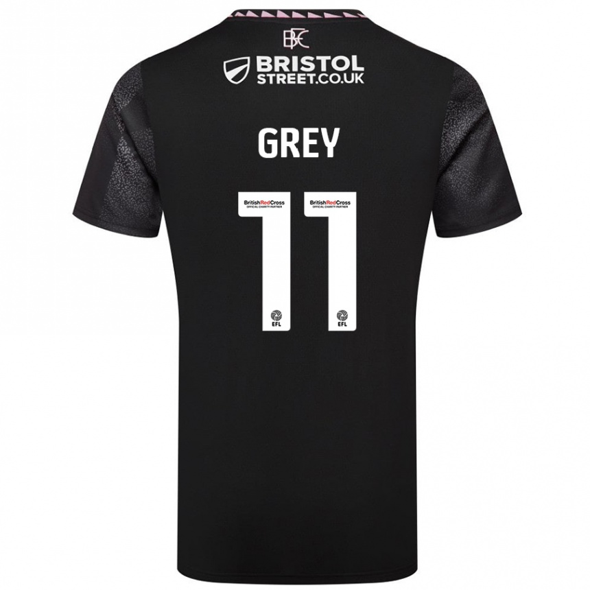 Kids Football Anna Grey #11 Black Away Jersey 2024/25 T-Shirt Uk