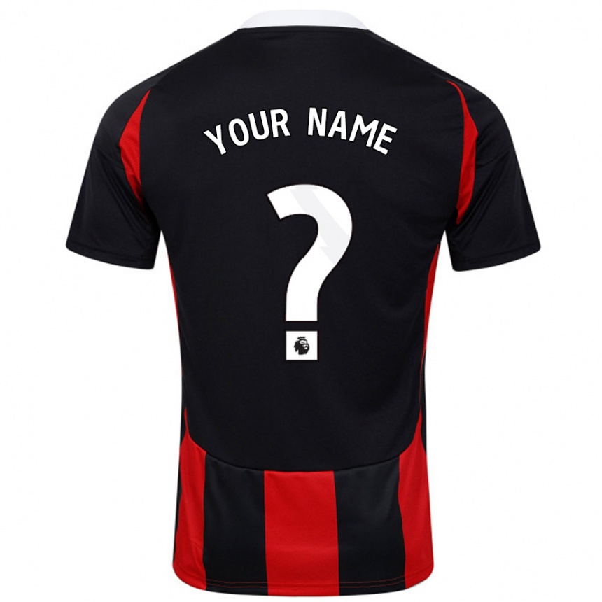 Kids Football Your Name #0 Black Red Away Jersey 2024/25 T-Shirt Uk