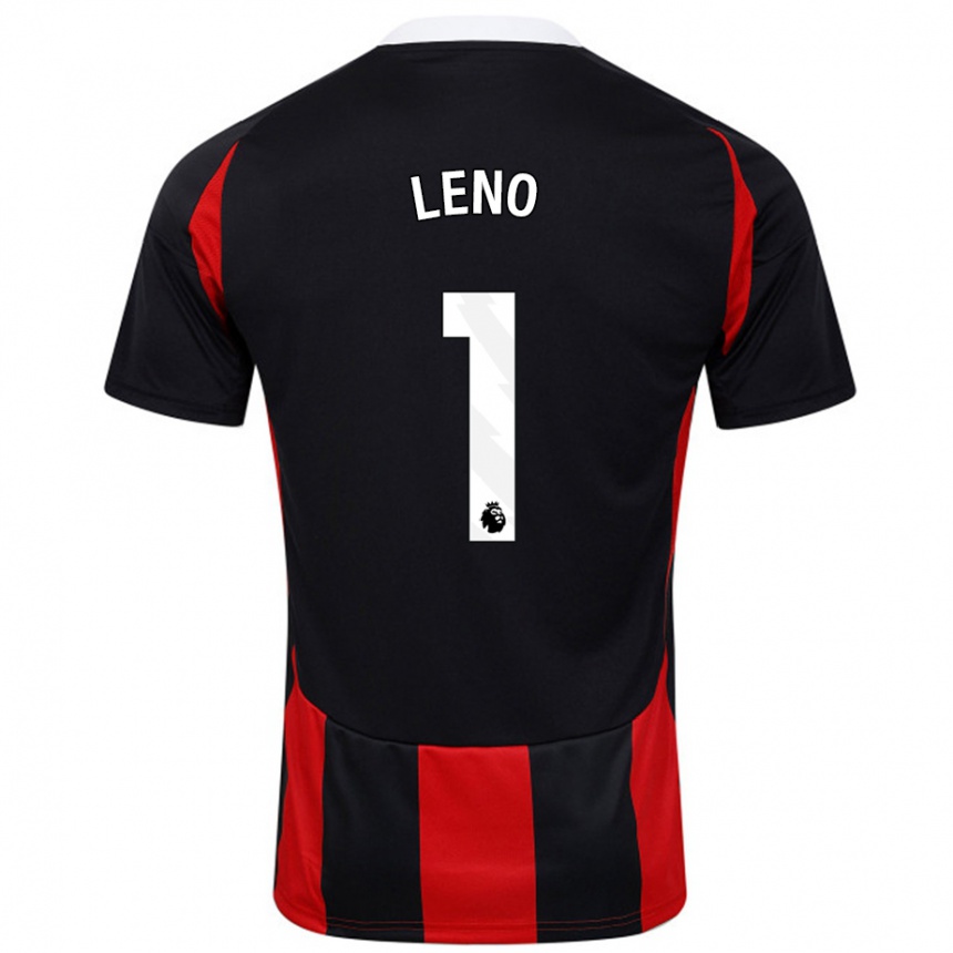 Kids Football Bernd Leno #1 Black Red Away Jersey 2024/25 T-Shirt Uk