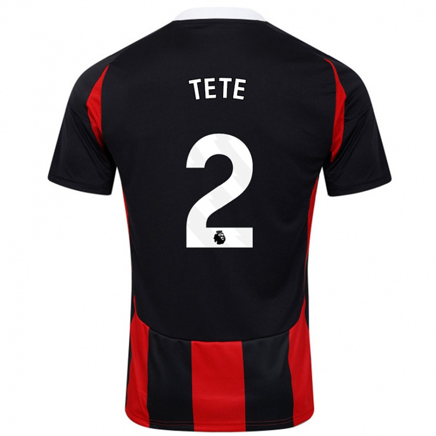 Kids Football Kenny Tete #2 Black Red Away Jersey 2024/25 T-Shirt Uk