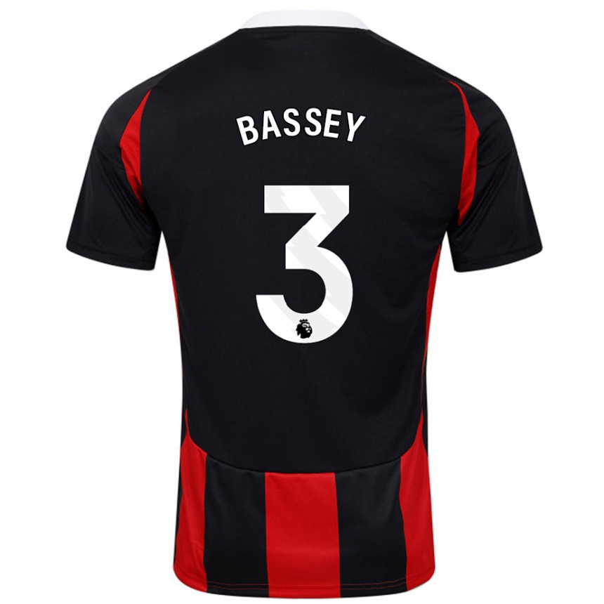 Kids Football Calvin Bassey #3 Black Red Away Jersey 2024/25 T-Shirt Uk