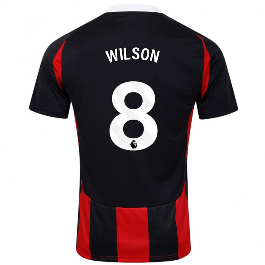 Kids Football Harry Wilson #8 Black Red Away Jersey 2024/25 T-Shirt Uk