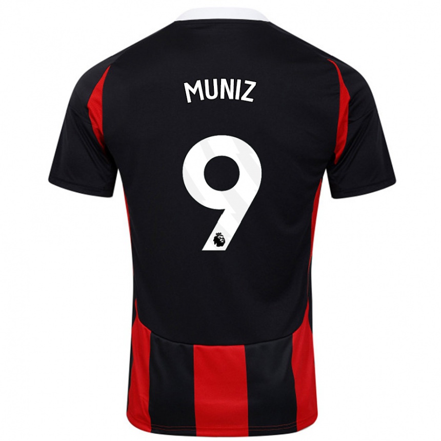 Kids Football Rodrigo Muniz #9 Black Red Away Jersey 2024/25 T-Shirt Uk