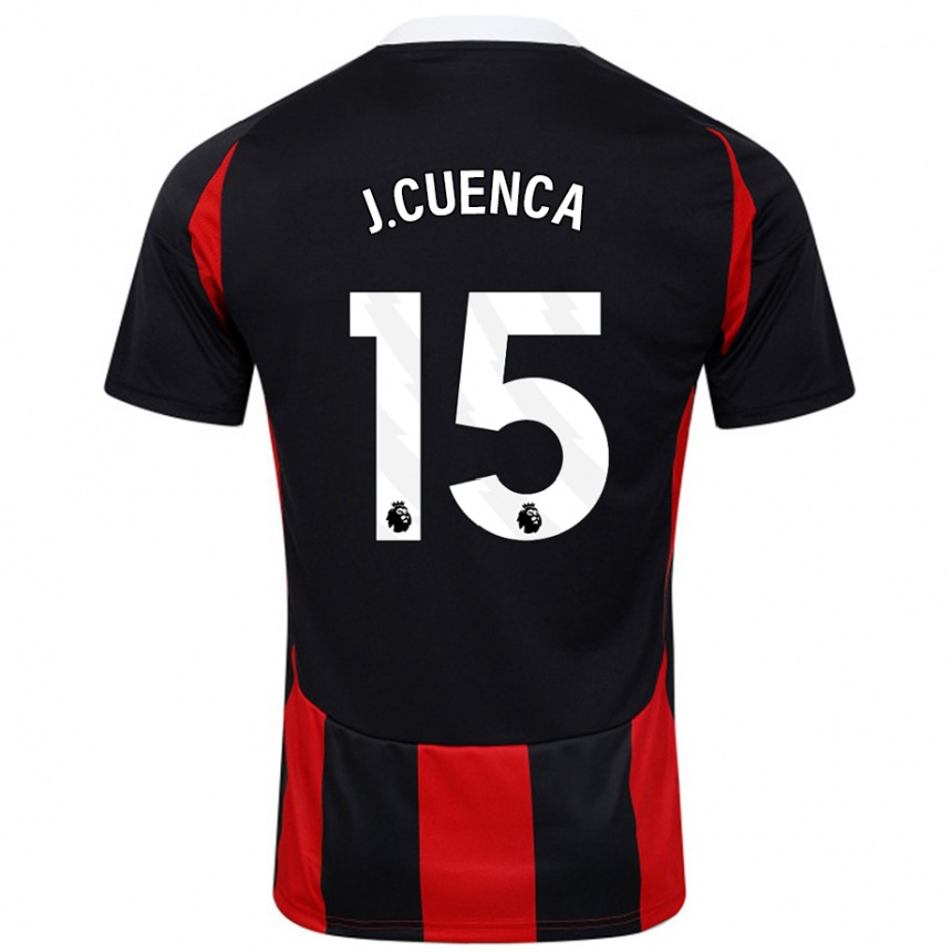 Kids Football Jorge Cuenca #15 Black Red Away Jersey 2024/25 T-Shirt Uk