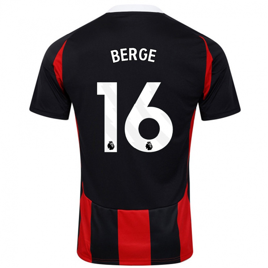 Kids Football Sander Berge #16 Black Red Away Jersey 2024/25 T-Shirt Uk