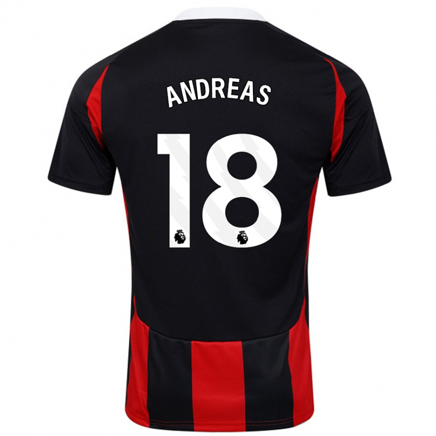 Kids Football Andreas Pereira #18 Black Red Away Jersey 2024/25 T-Shirt Uk