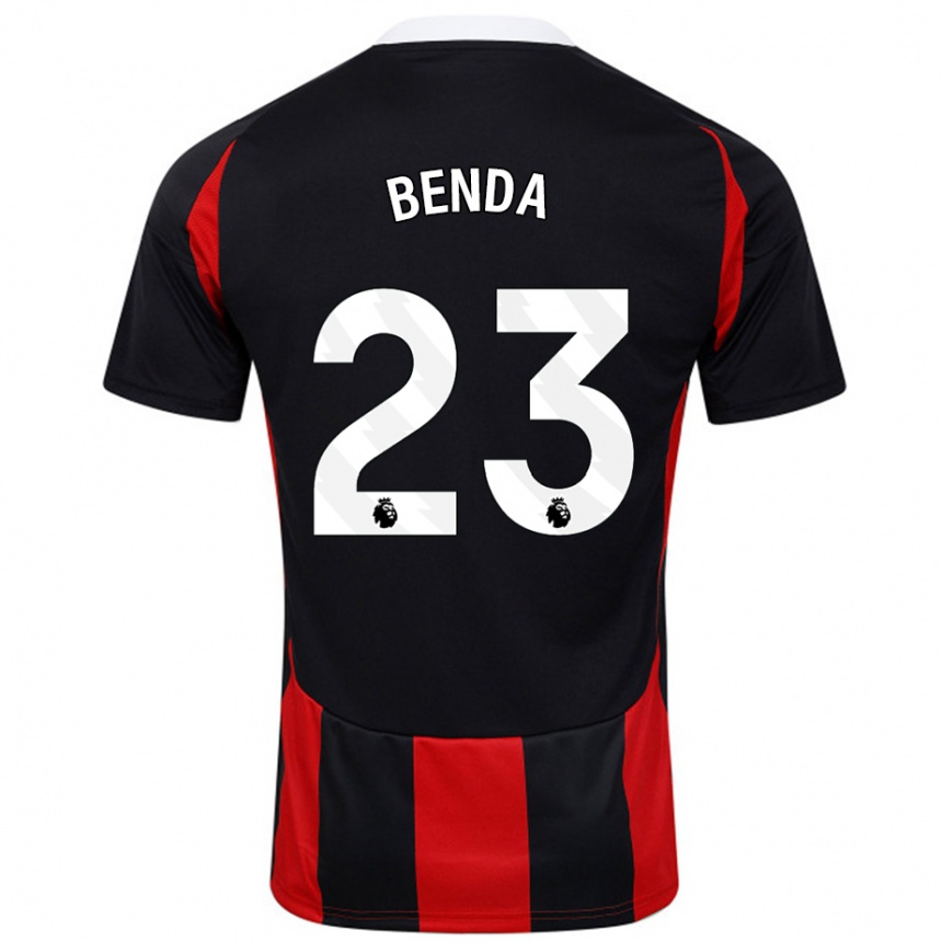 Kids Football Steven Benda #23 Black Red Away Jersey 2024/25 T-Shirt Uk