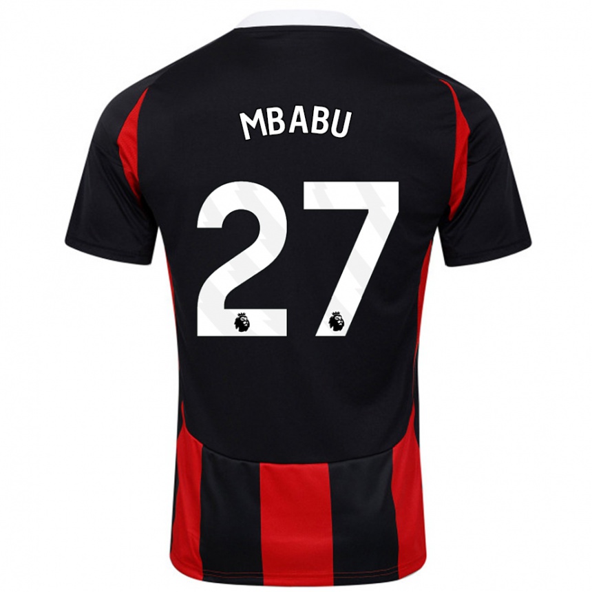 Kids Football Kevin Mbabu #27 Black Red Away Jersey 2024/25 T-Shirt Uk