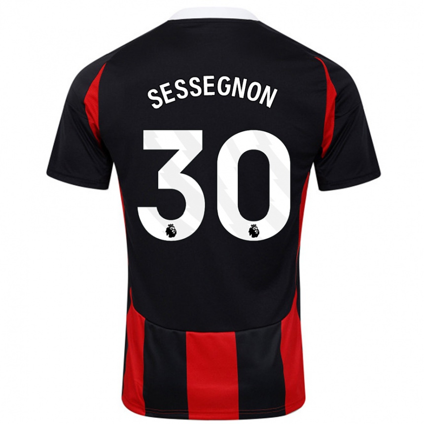 Kids Football Ryan Sessegnon #30 Black Red Away Jersey 2024/25 T-Shirt Uk