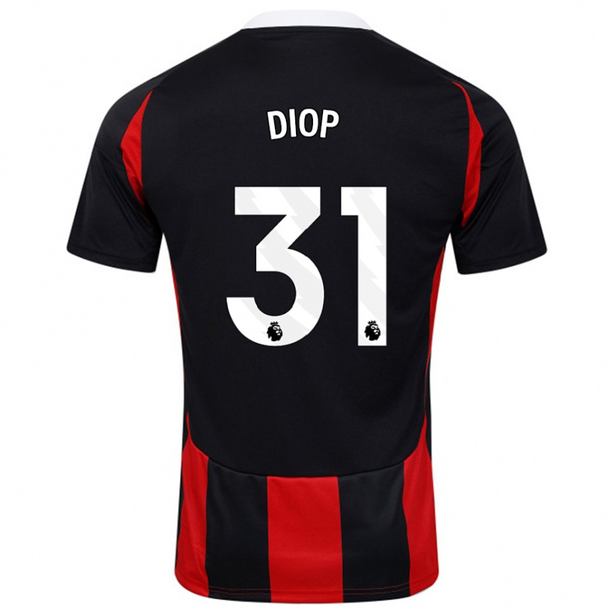 Kids Football Issa Diop #31 Black Red Away Jersey 2024/25 T-Shirt Uk