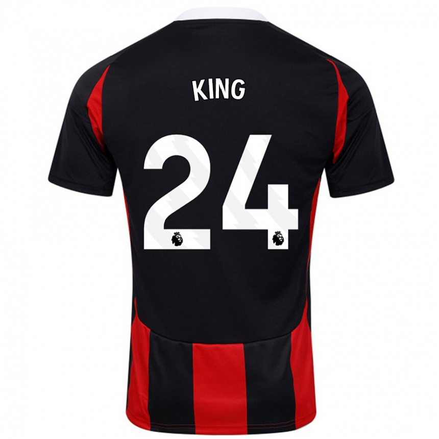 Kids Football Joshua King #24 Black Red Away Jersey 2024/25 T-Shirt Uk