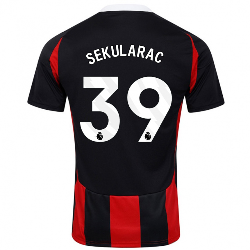 Kids Football Kristian Sekularac #39 Black Red Away Jersey 2024/25 T-Shirt Uk