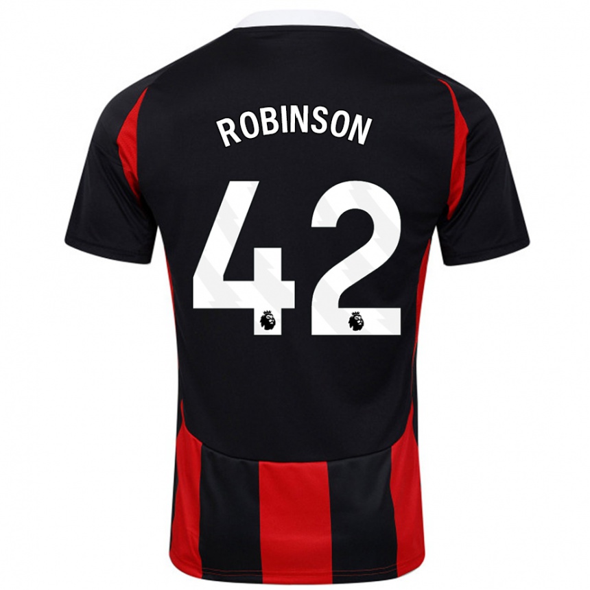 Kids Football Charlie Robinson #42 Black Red Away Jersey 2024/25 T-Shirt Uk