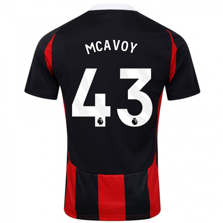 Kids Football Connor Mcavoy #43 Black Red Away Jersey 2024/25 T-Shirt Uk