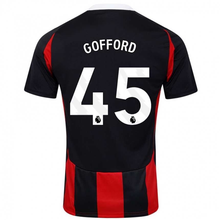 Kids Football Oliver Gofford #45 Black Red Away Jersey 2024/25 T-Shirt Uk