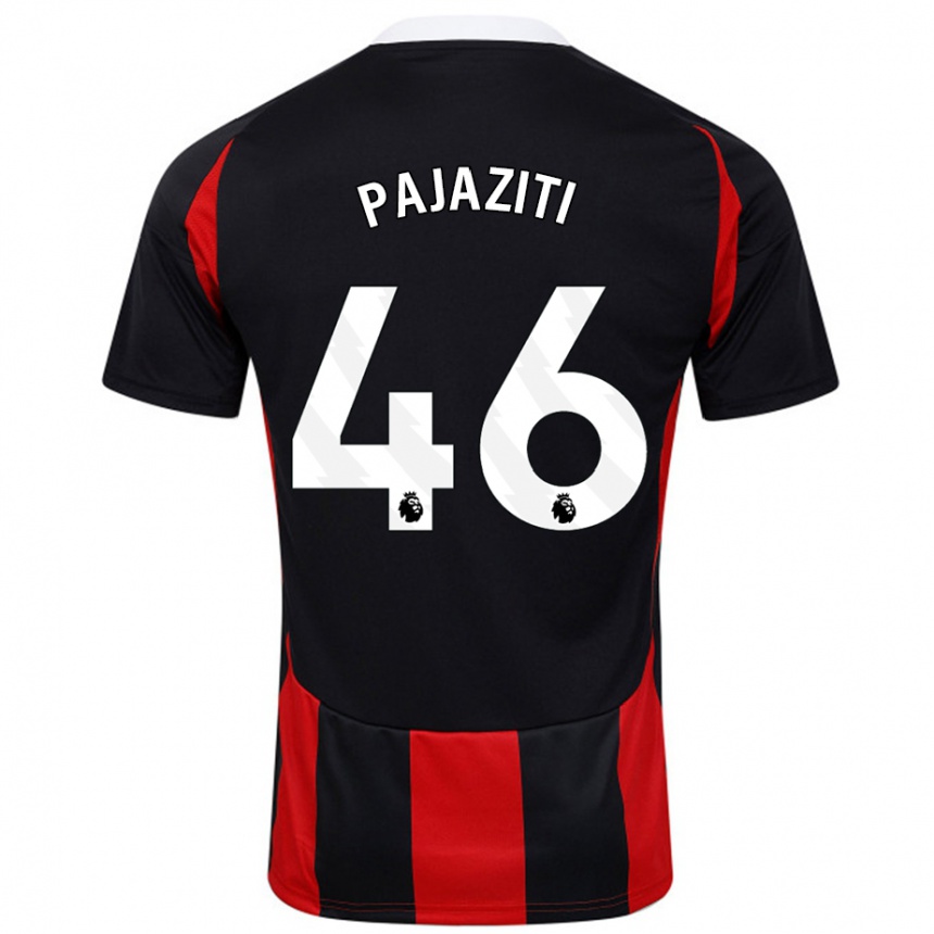 Kids Football Adrion Pajaziti #46 Black Red Away Jersey 2024/25 T-Shirt Uk